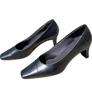 White‎ Stag Vintage 90s Y2K Angela black square toe wide block heel sz 9